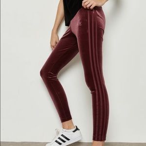 SOLD! adidas Originals Burgundy Velvet Leggings